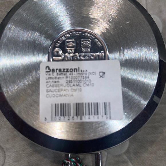 BARAZZONI S.P.A. Steinless Steel Saucepan 10 Cm Diameter MADE IN ITALY NWT - Picture 10 of 16